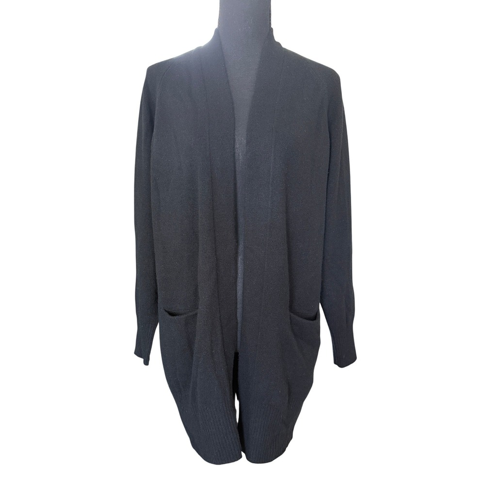Vince Black 100% Cashmere Open Front Longline Cardigan Sweater Small Minimalist